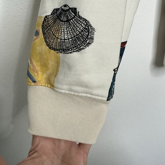 Scotch & Soda Sweatshirt Crewneck Beige Printed Tropical Palm Trees Large - Picture 14 of 15